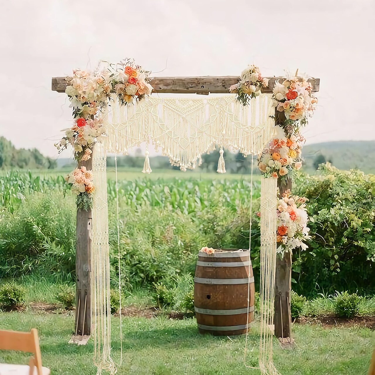 Large Macrame Wall Hanging Boho Wedding decor For Arbor/Arch Doorway Curtain Photo Backdrop Bohemian Home Geometric Art Decor Beautiful Room Decoration -55" W x 78" L